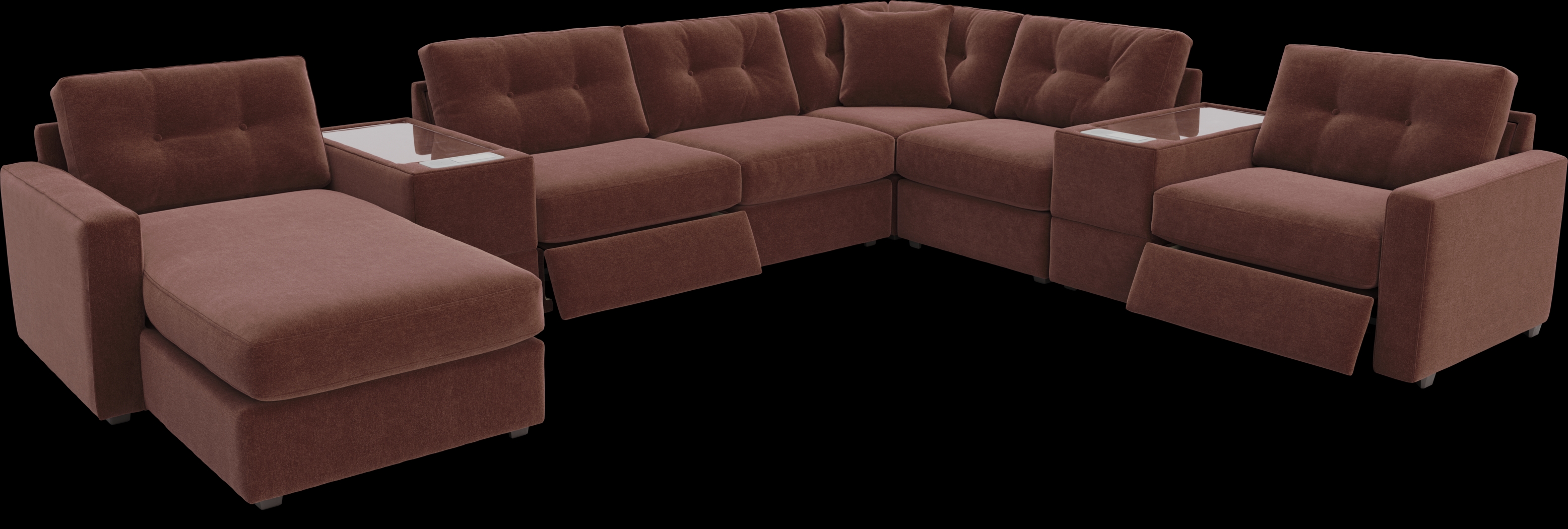 Merlot 8 Pc Power Reclining ModularOne with Media Consoles - Thumbnail - Image 1