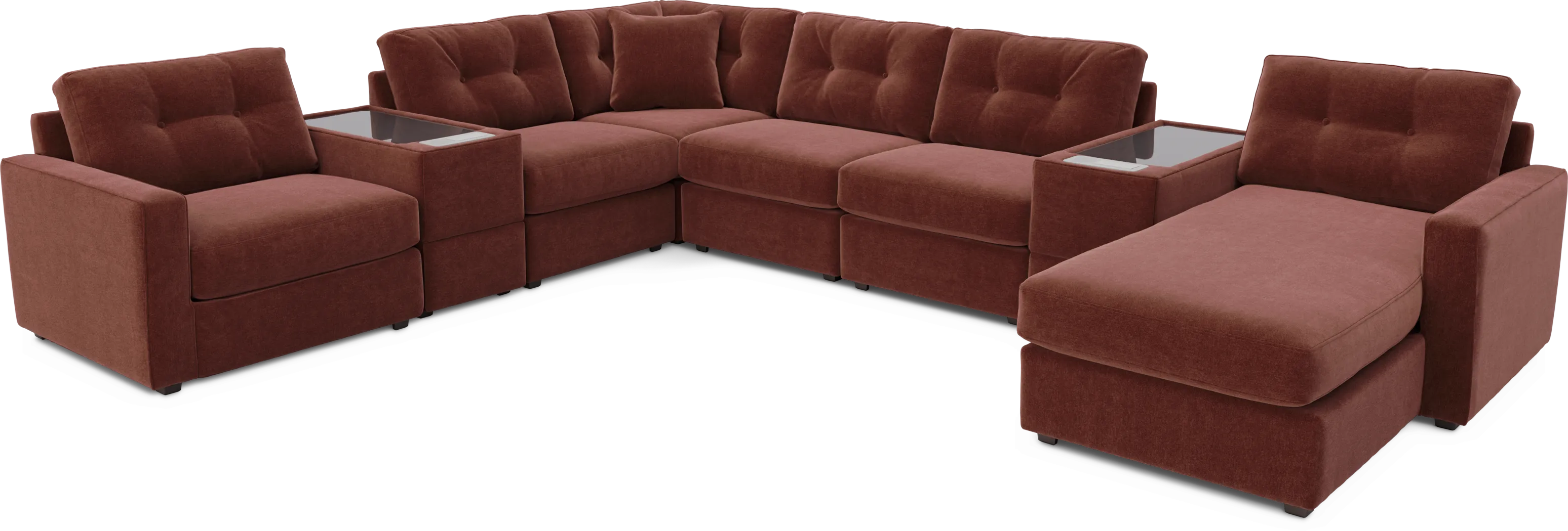 Merlot 8 Pc Power Reclining ModularOne with Media Consoles - Thumbnail - Image 1