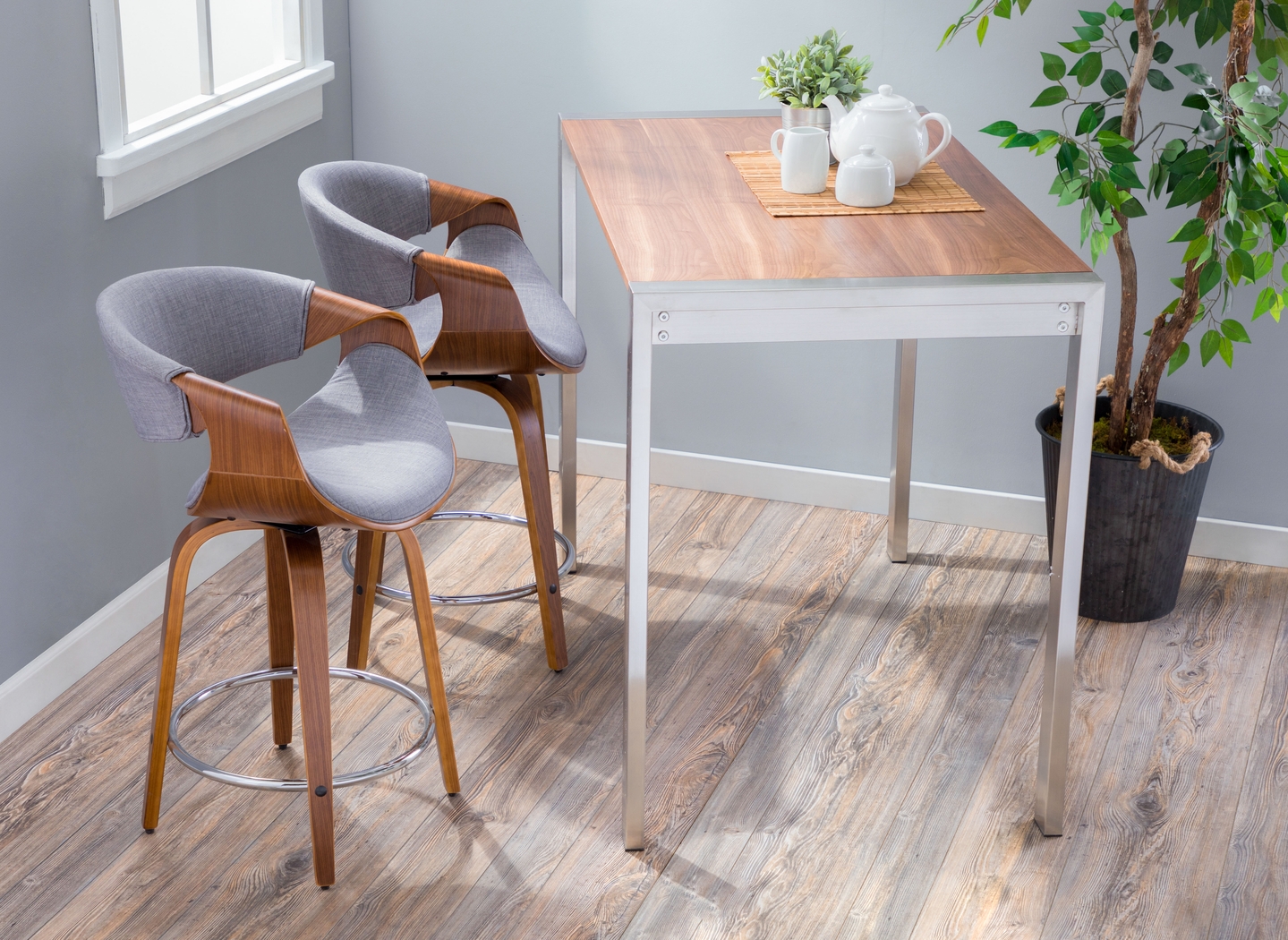 Mermod Gray Counter Height Stool, Set of 2 - Thumbnail - Image 4