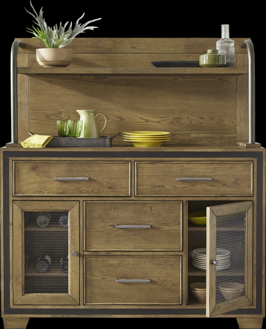 Merna Falls Oak 2 Pc Server with Hutch - Thumbnail - Image 2