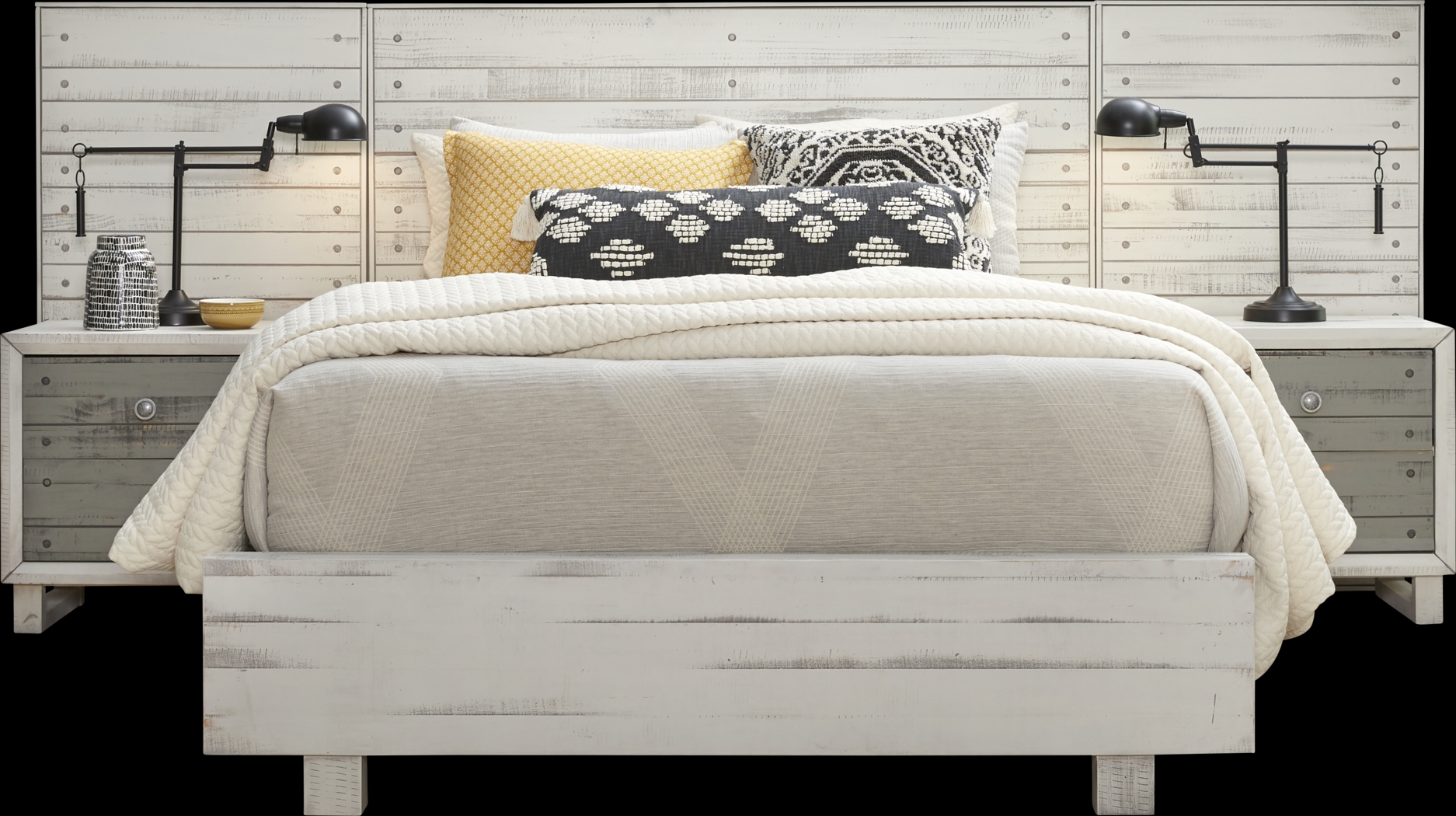 Merriwood Hills White 7 Pc Queen Wall Bed with Nightstands - Thumbnail - Image 1