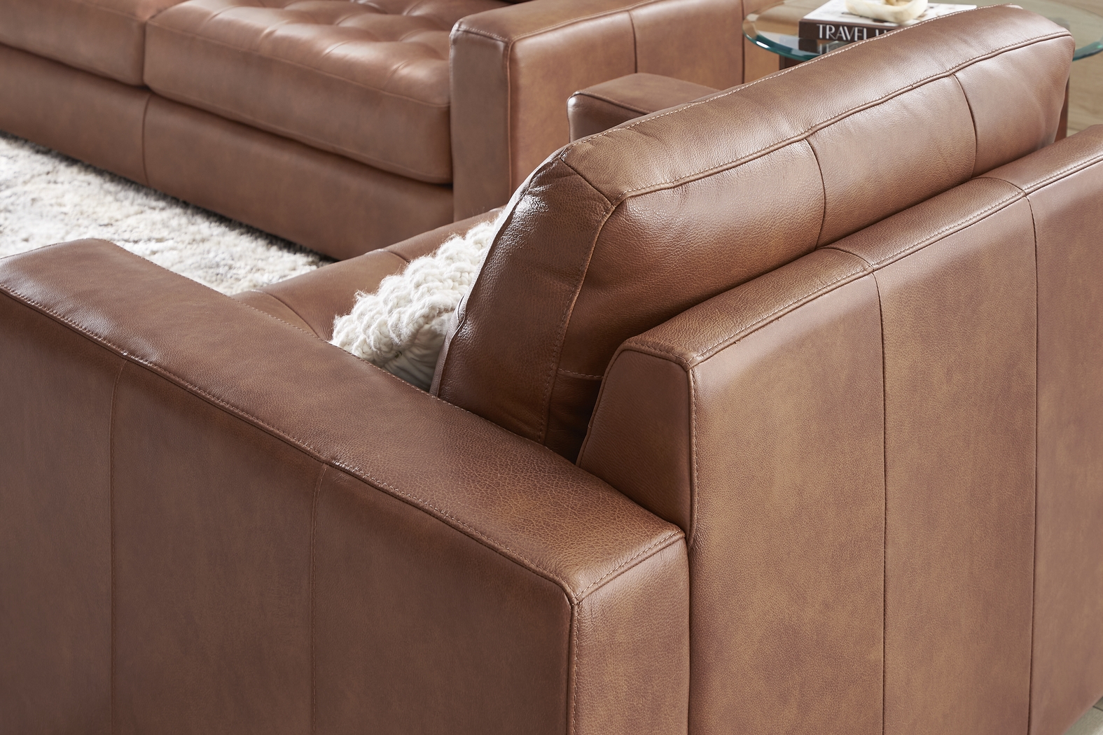 Messina Brown Leather 8 Pc Living Room - Thumbnail - Image 12