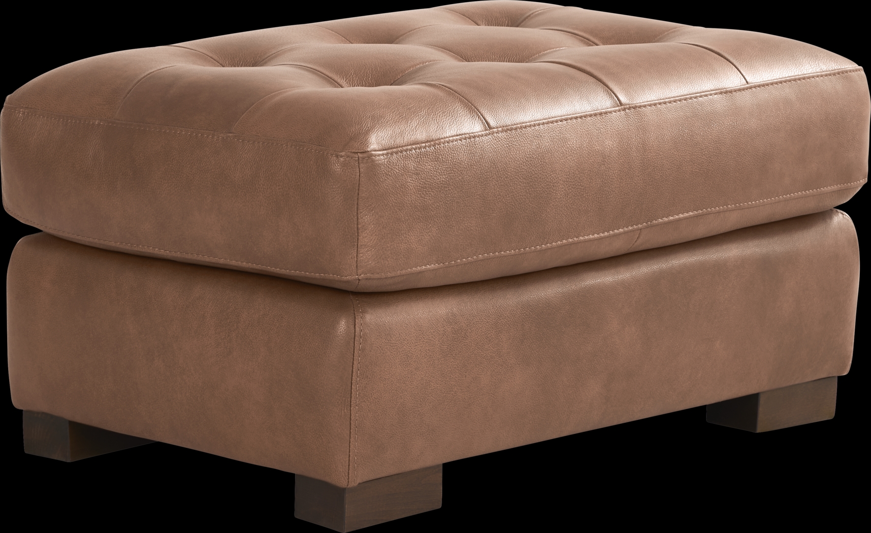 Messina Brown Leather Ottoman - Thumbnail - Image 1