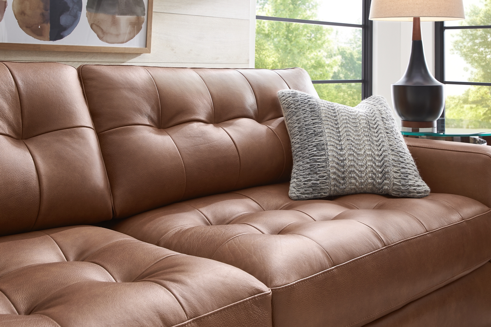 Messina Brown Leather 5 Pc Living Room - Thumbnail - Image 4