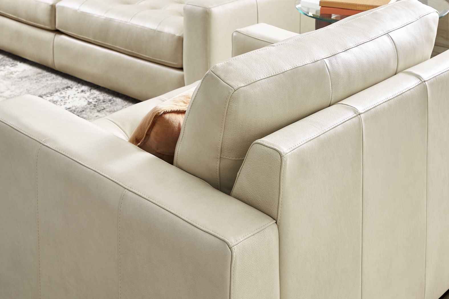 Messina Ivory Leather 8 Pc Living Room - Thumbnail - Image 12