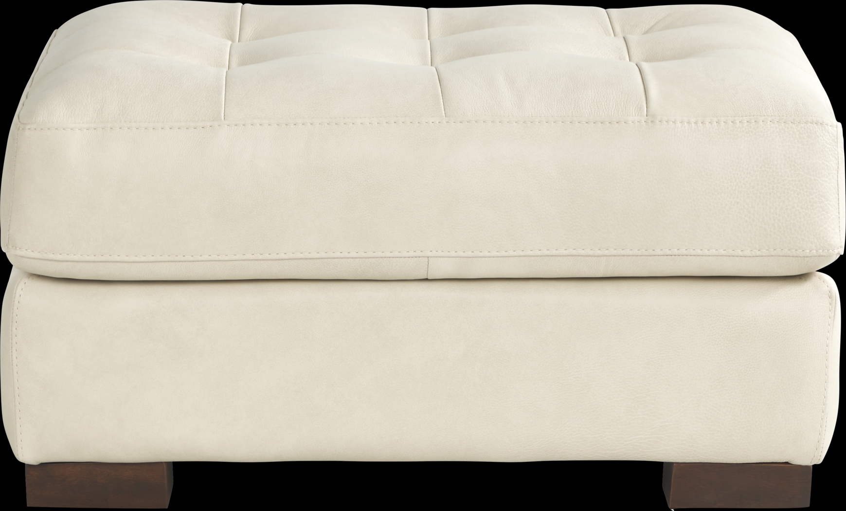 Messina Ivory Leather Ottoman - Thumbnail - Image 2
