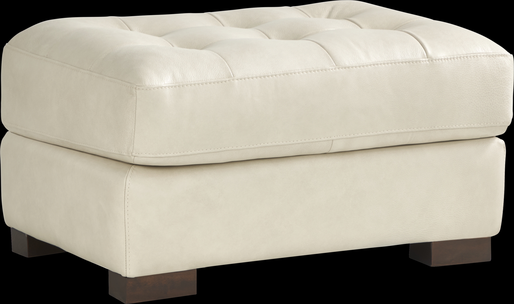 Messina Ivory Leather Ottoman - Thumbnail - Image 1