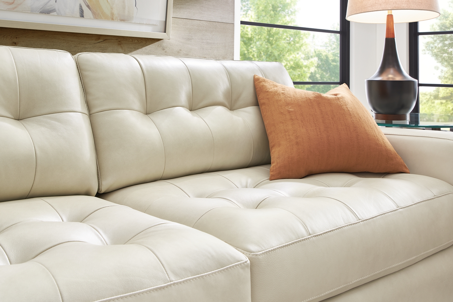 Messina Ivory Leather 8 Pc Living Room - Thumbnail - Image 4