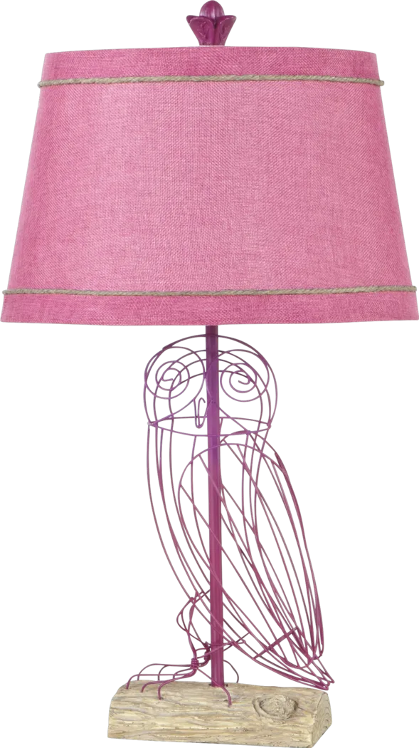 Kids Metal Owl Hot Pink Lamp - Thumbnail - Image 1