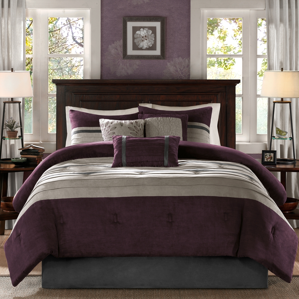 Metina Purple 7 Pc King Comforter Set - Thumbnail - Image 1