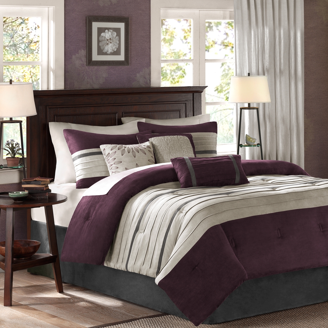 Metina Purple 7 Pc Queen Comforter Set - Thumbnail - Image 2