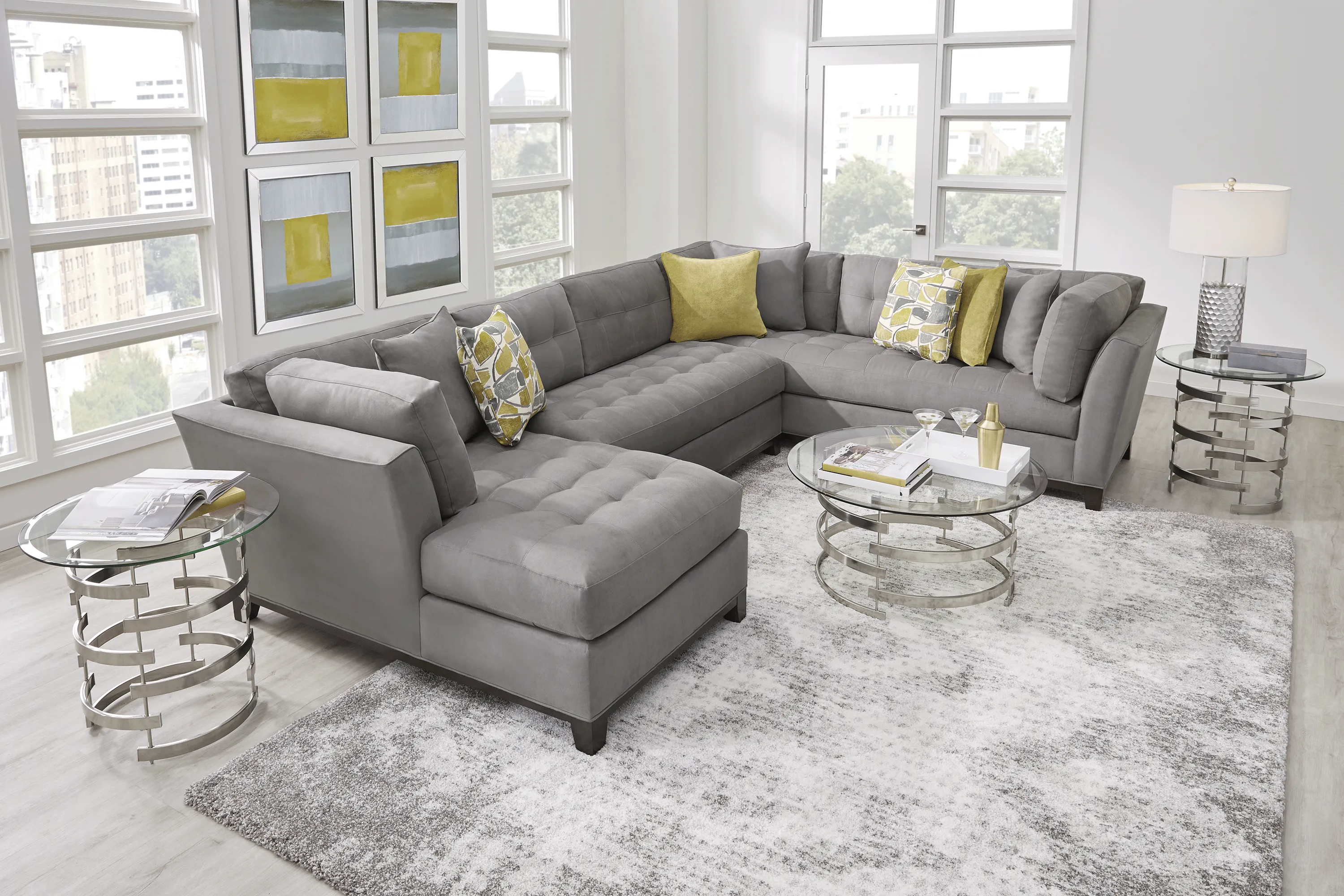 Metro Gray Microfiber 3 Pc Sectional - Thumbnail - Image 2