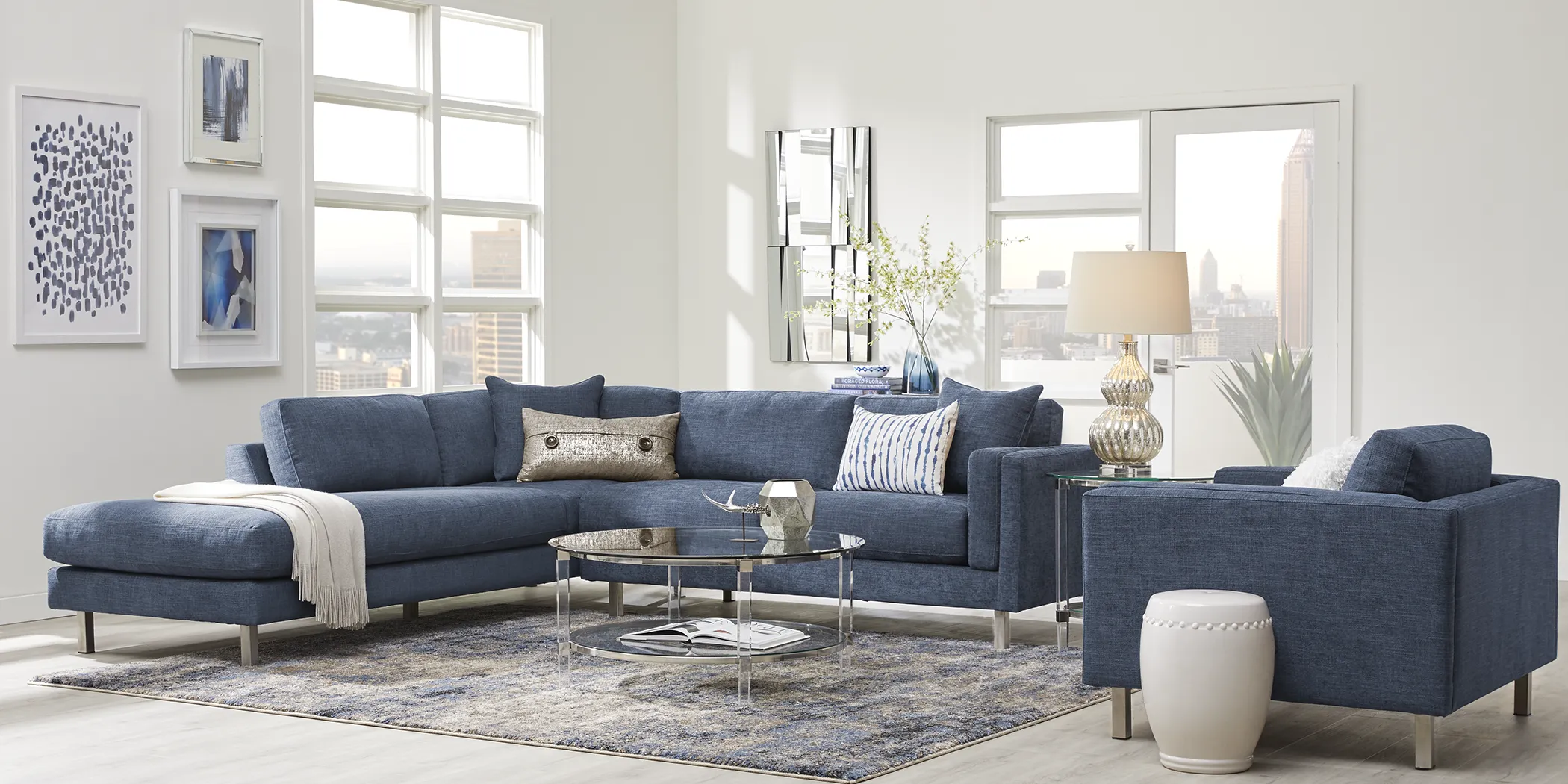 Metro Lounge Sapphire 5 Pc Sectional Living Room - Thumbnail - Image 1