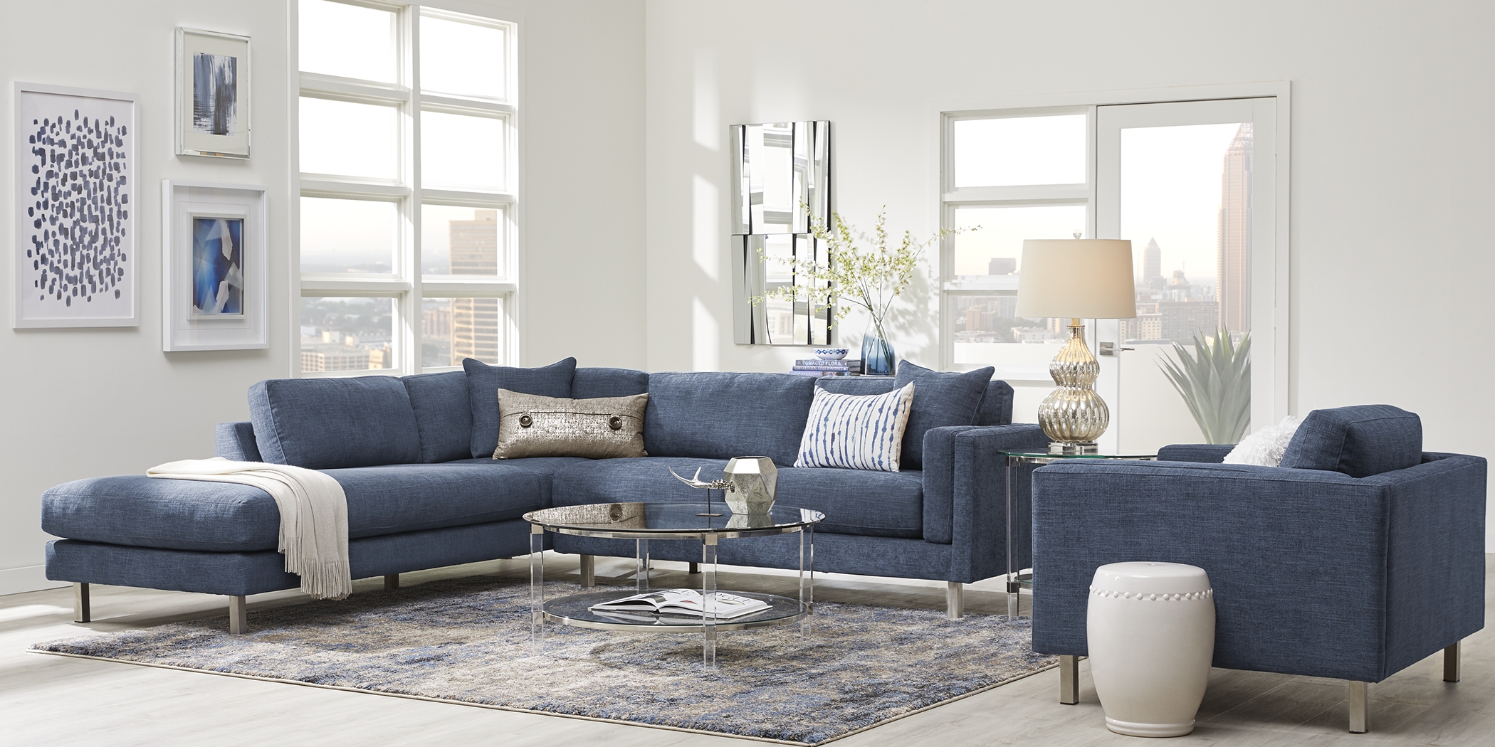 Metro Lounge Sapphire 5 Pc Sectional Living Room - Thumbnail - Image 1