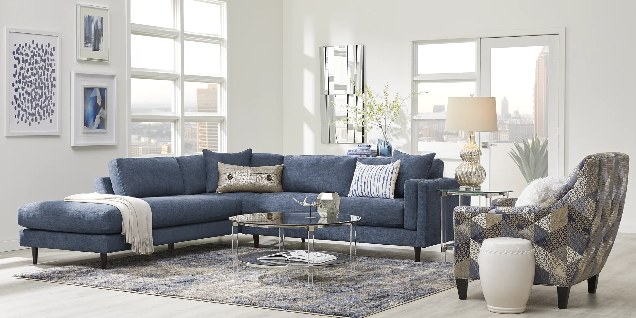 Metro Lounge Sapphire 5 Pc Sectional Living Room - Thumbnail - Image 1