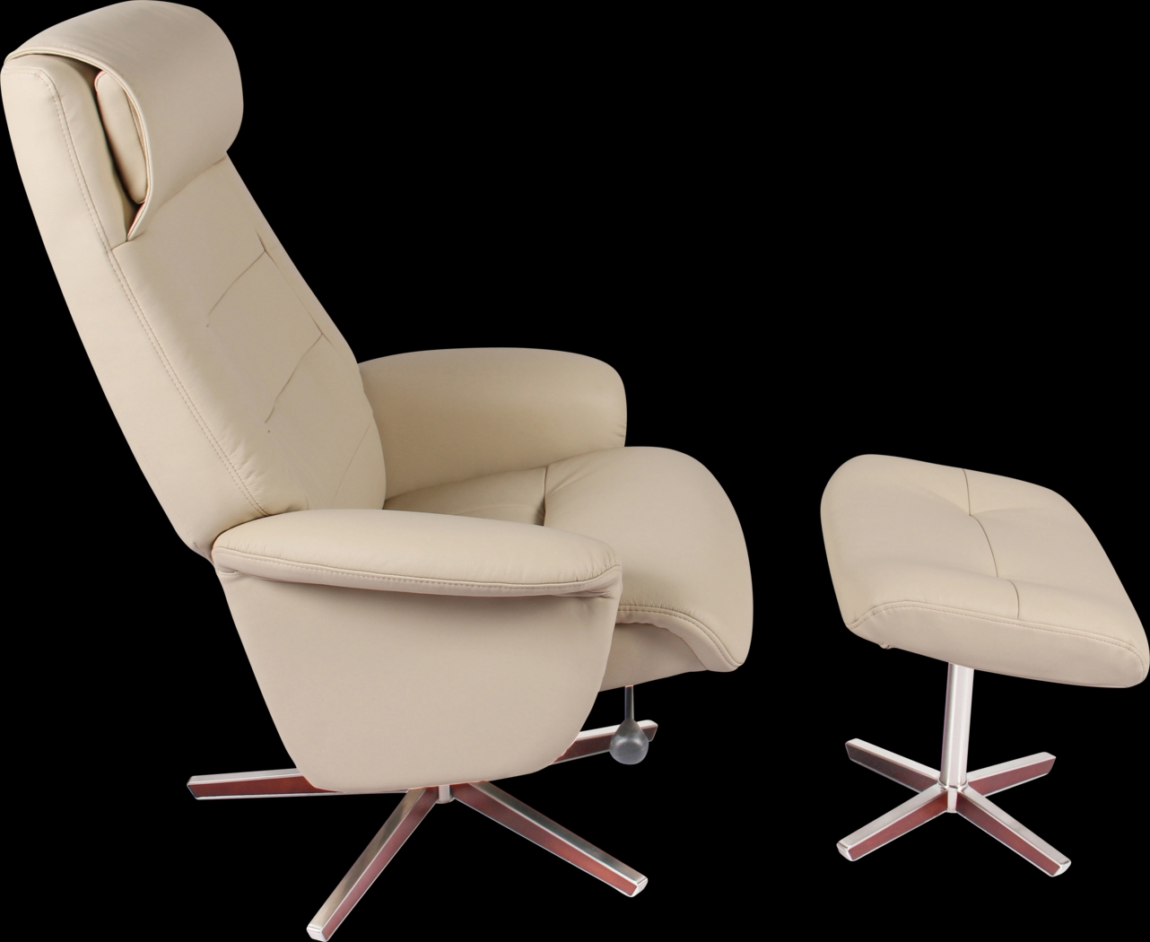Mial Beige Recliner & Ottoman - Thumbnail - Image 3