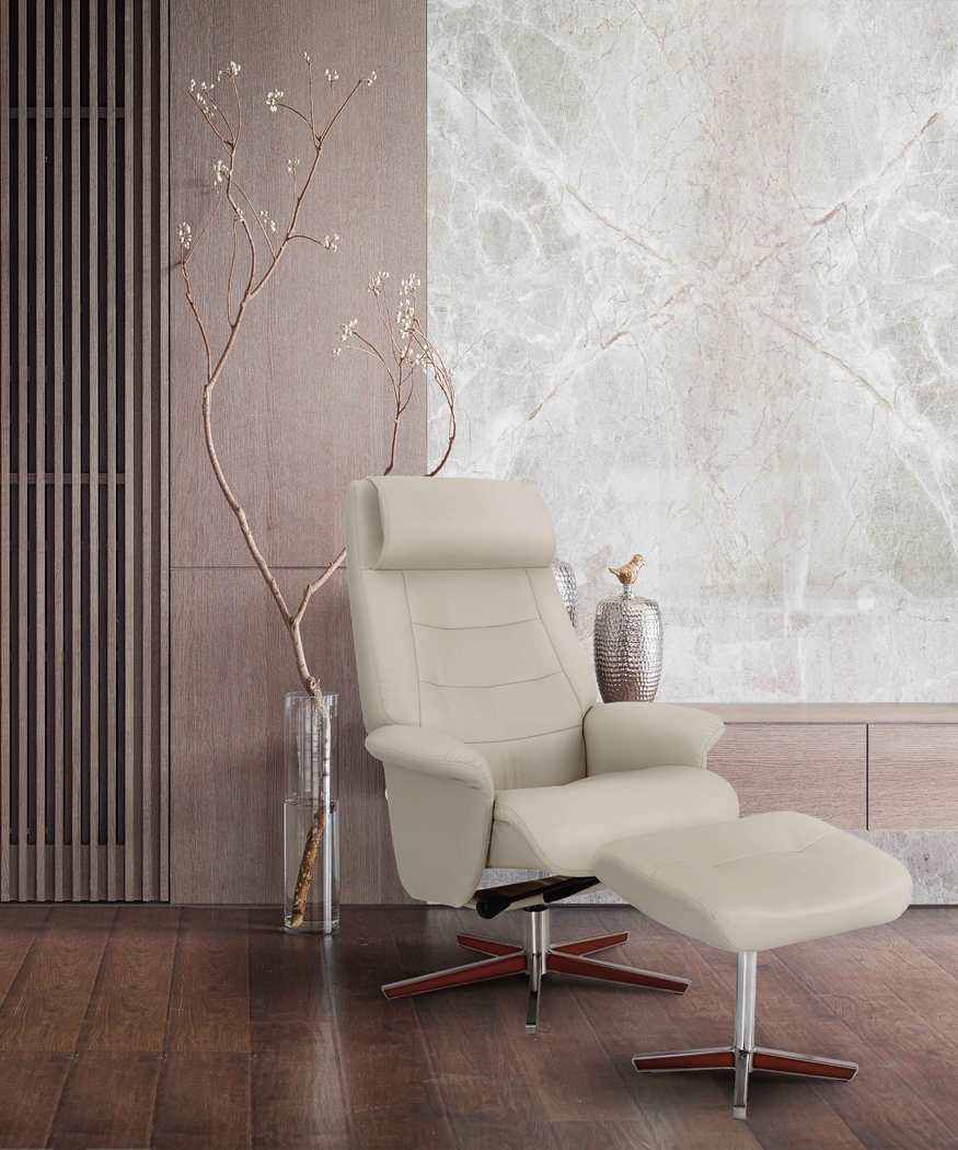 Mial Beige Recliner & Ottoman - Thumbnail - Image 4