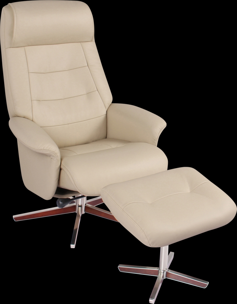 Mial Beige Recliner & Ottoman - Thumbnail - Image 1