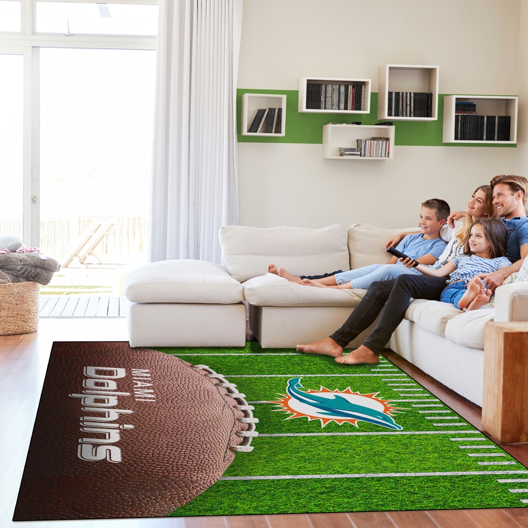 Miami Dolphins 5' x 7' Machine Washable Rug - Thumbnail - Image 2