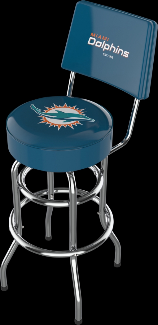 Miami Dolphins Aqua Swivel Barstool with Back - Thumbnail - Image 1