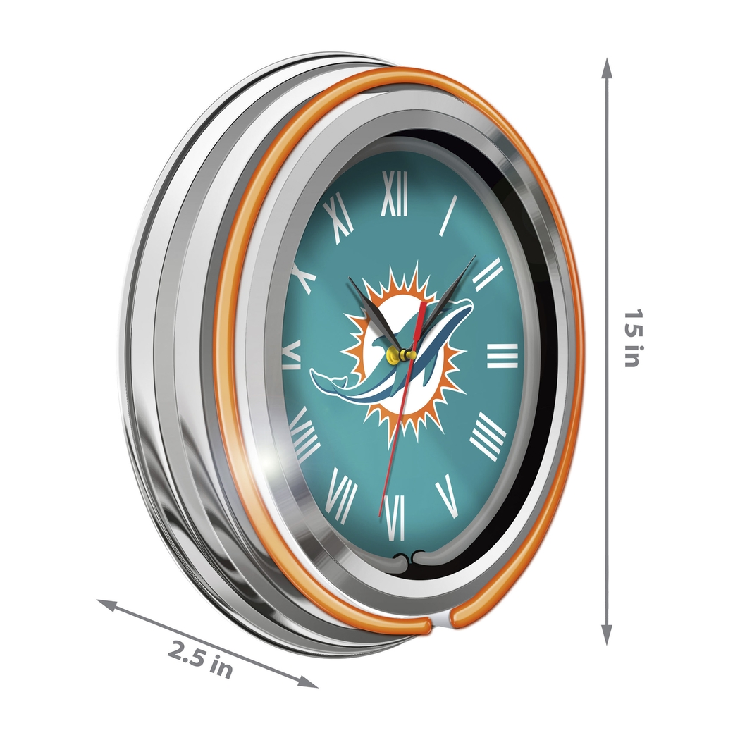 Miami Dolphins Aqua Neon Wall Clock - Thumbnail - Image 4