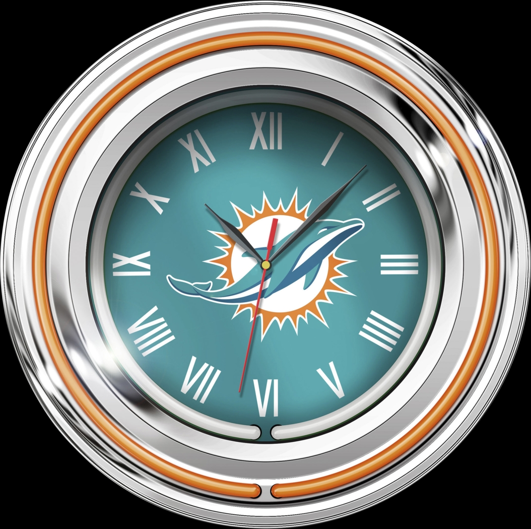 Miami Dolphins Aqua Neon Wall Clock - Thumbnail - Image 1