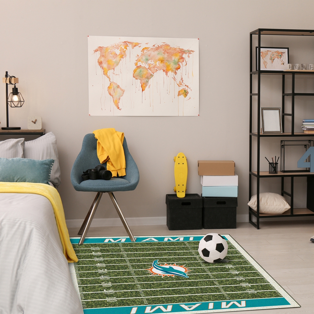 Miami Dolphins Green 4' x 6' Rug - Thumbnail - Image 2