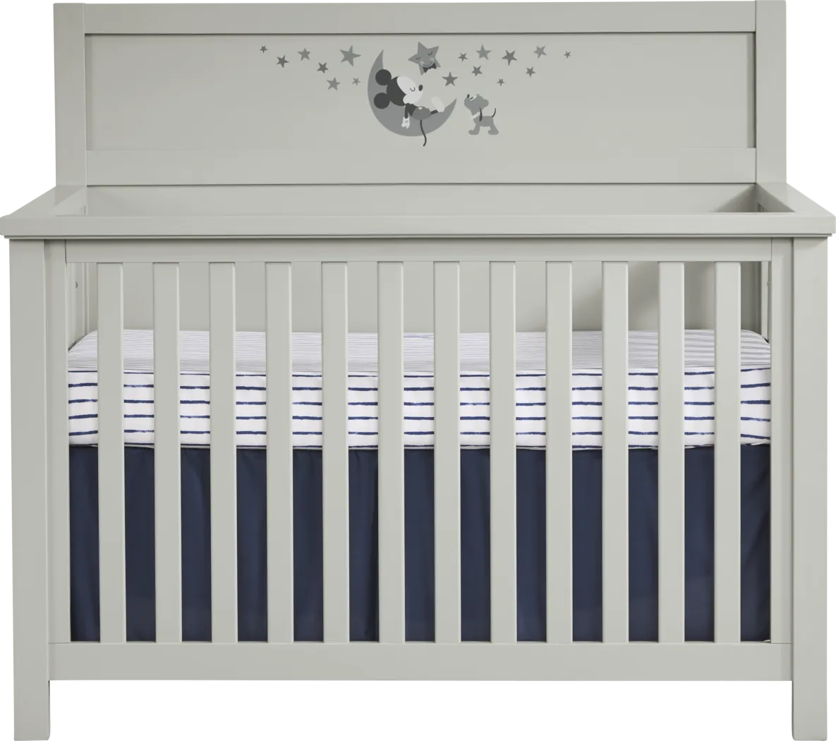 Mickey Mouse and Minnie Mouse Gray 4-in-1 Convertible Crib with Classic Art - Thumbnail - Image 2