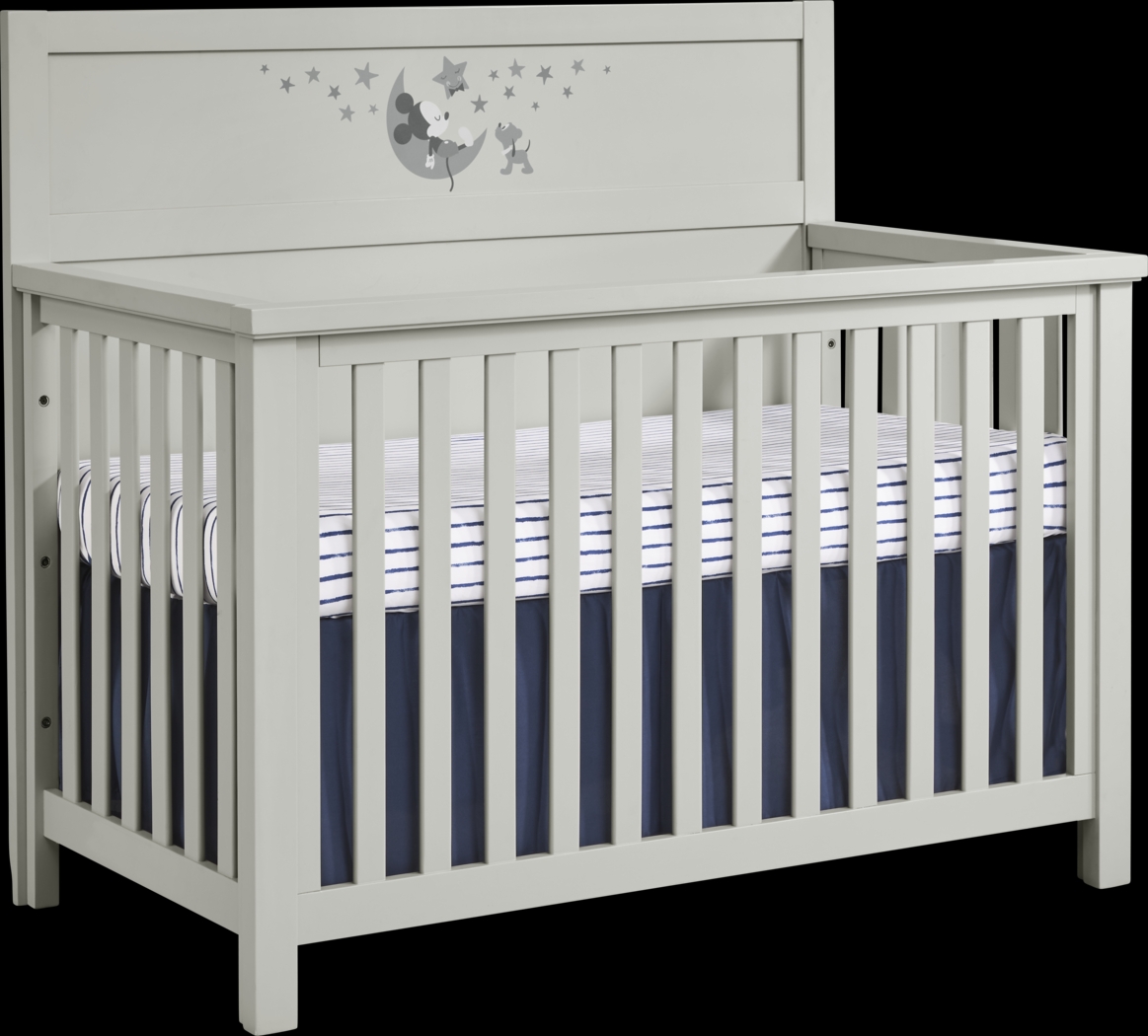 Mickey Mouse and Minnie Mouse Gray Convertible Crib with Classic Art - Thumbnail - Image 2