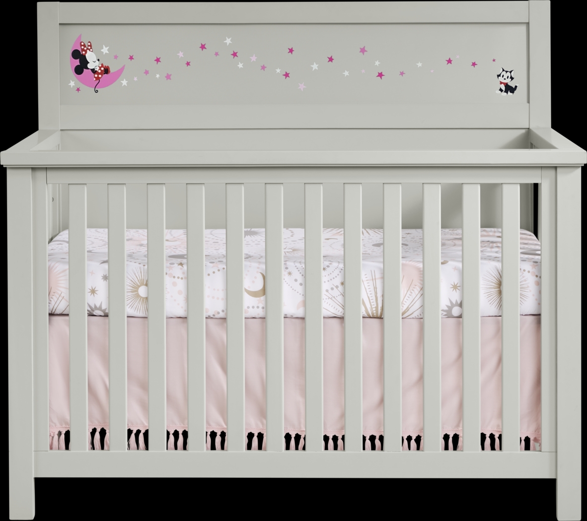 Mickey Mouse and Minnie Mouse Gray Convertible Crib with Vibrant Art - Thumbnail - Image 2