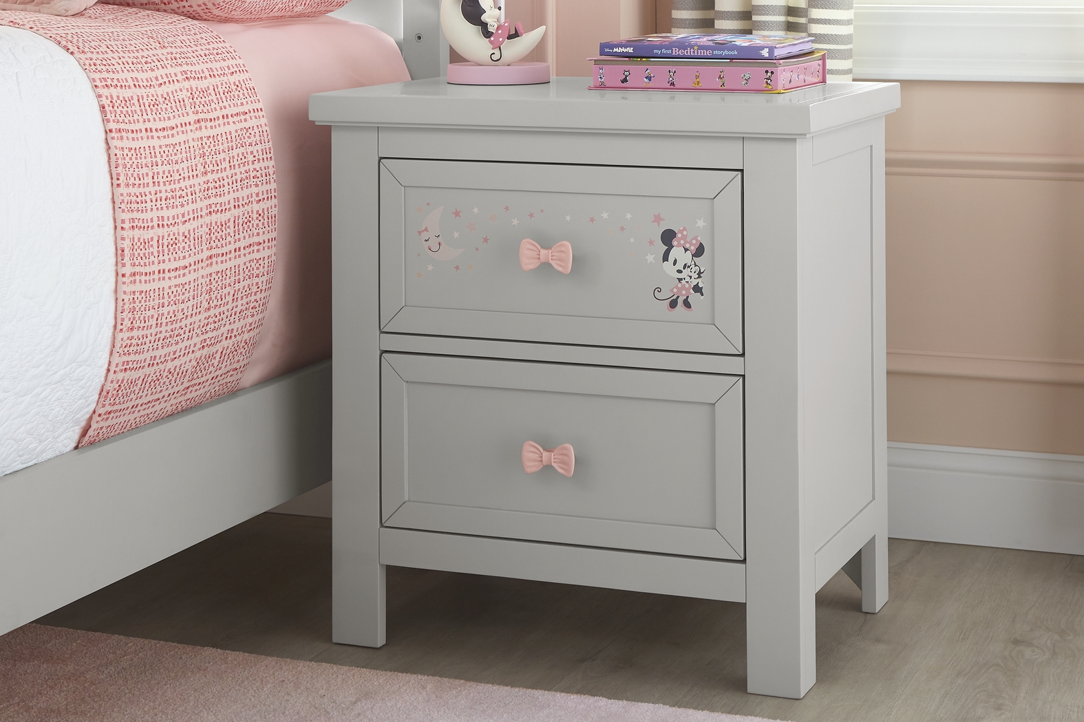 Mickey Mouse and Minnie Mouse Gray Nightstand with Classic Art - Thumbnail - Image 4