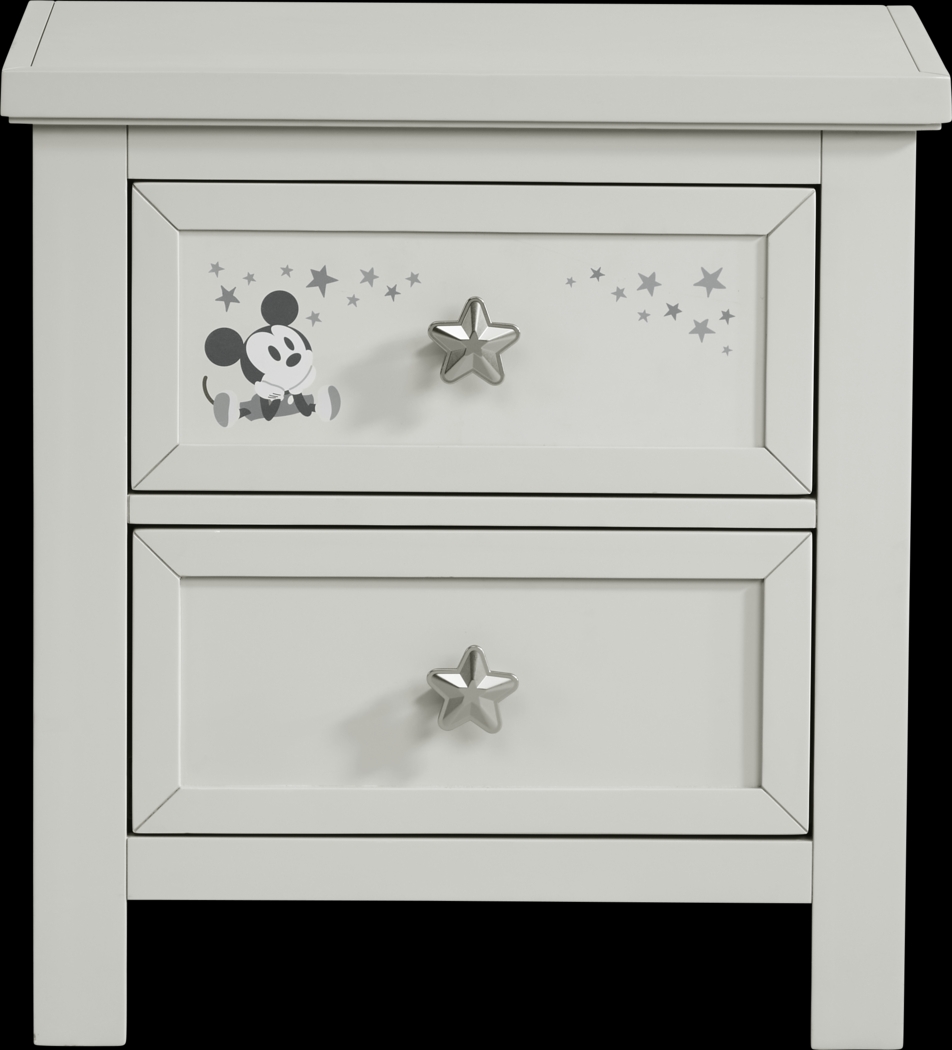 Mickey Mouse and Minnie Mouse Gray Nightstand with Classic Art - Thumbnail - Image 1