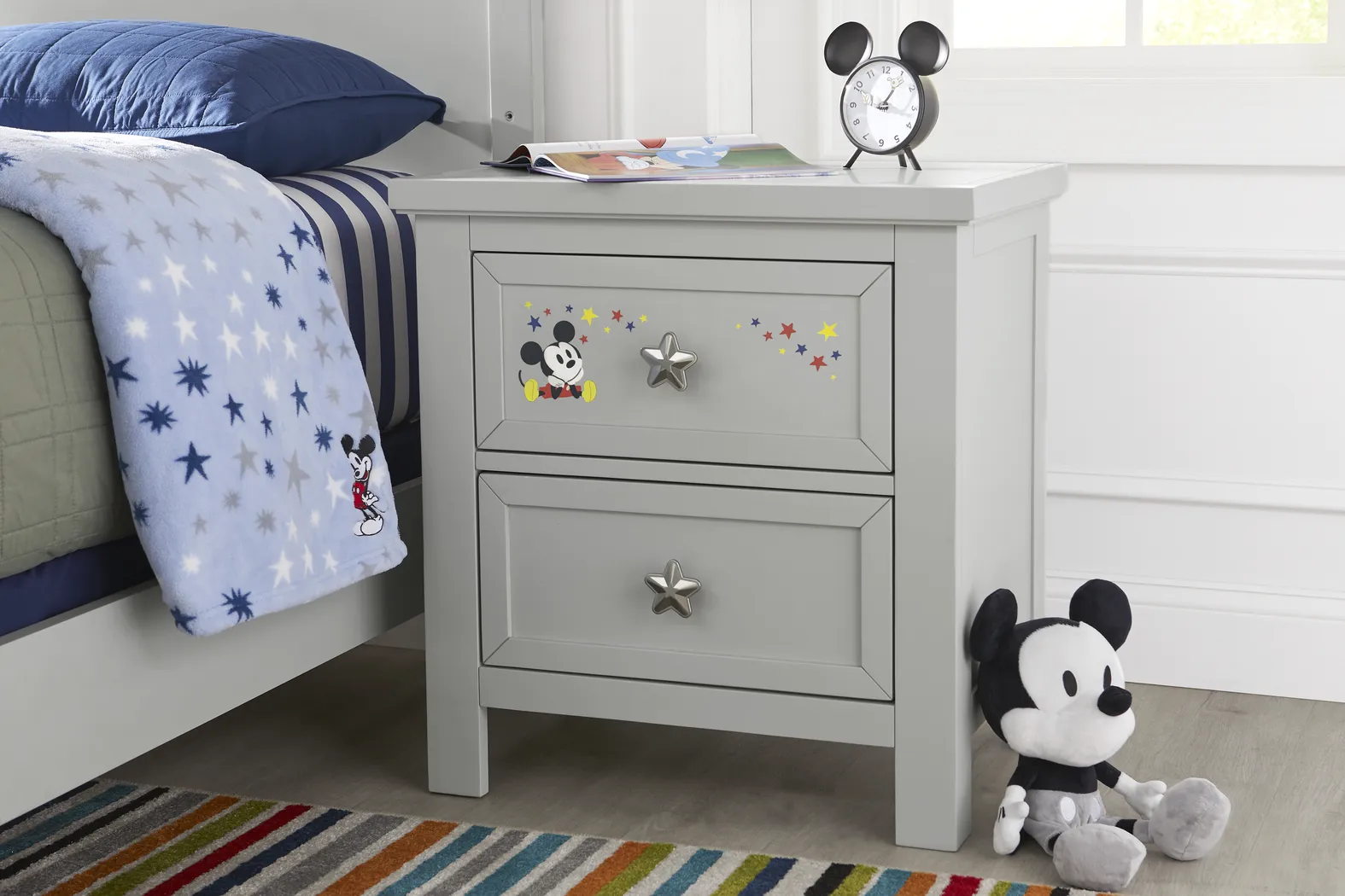 Mickey Mouse and Minnie Mouse Gray Nightstand with Vibrant Art - Thumbnail - Image 3