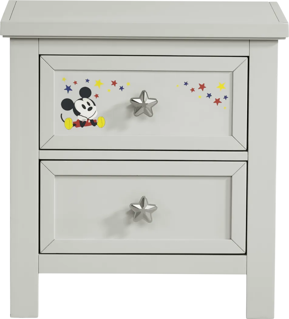 Mickey Mouse and Minnie Mouse Gray Nightstand with Vibrant Art - Thumbnail - Image 1