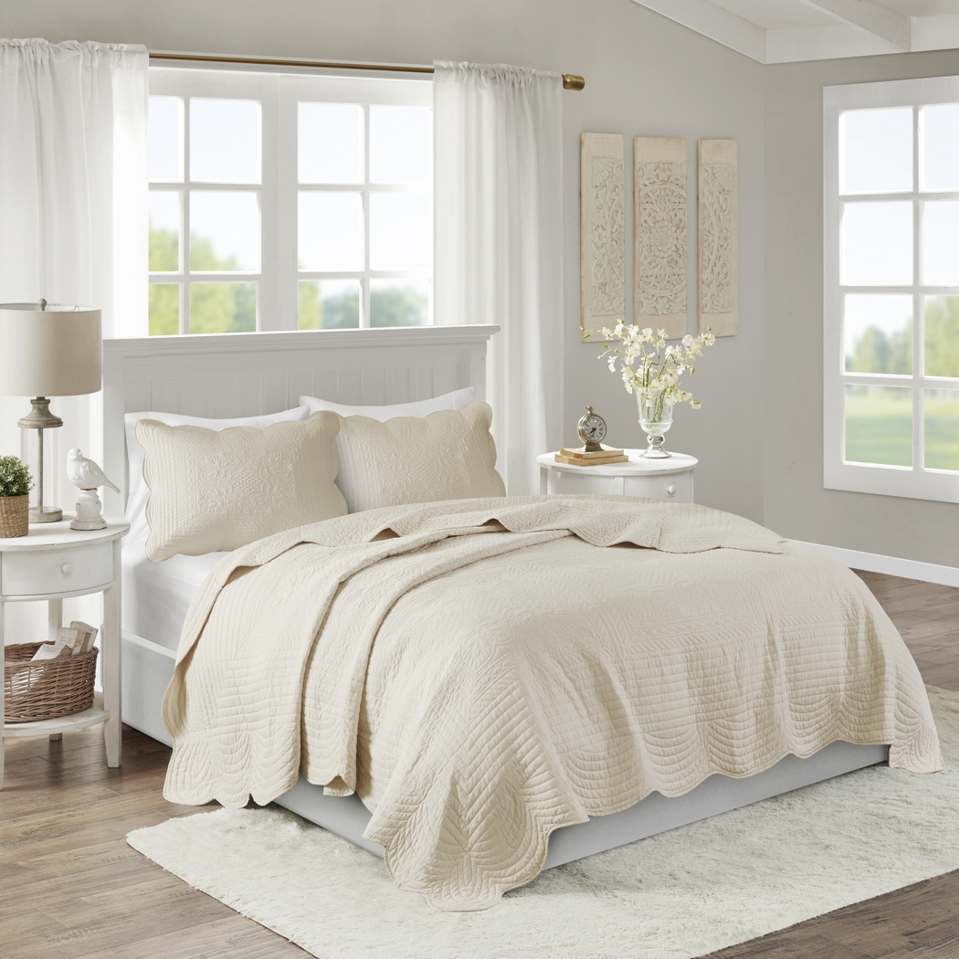 Midean Cream 3 Pc King Coverlet Set - Thumbnail - Image 2