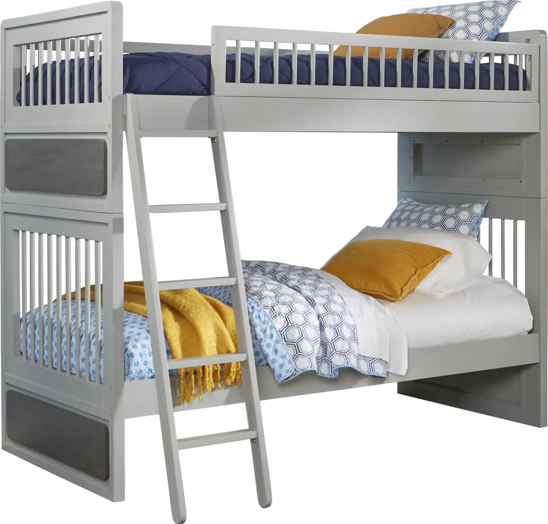 MidMod Gray Twin/Twin Bunk Bed - Thumbnail - Image 1