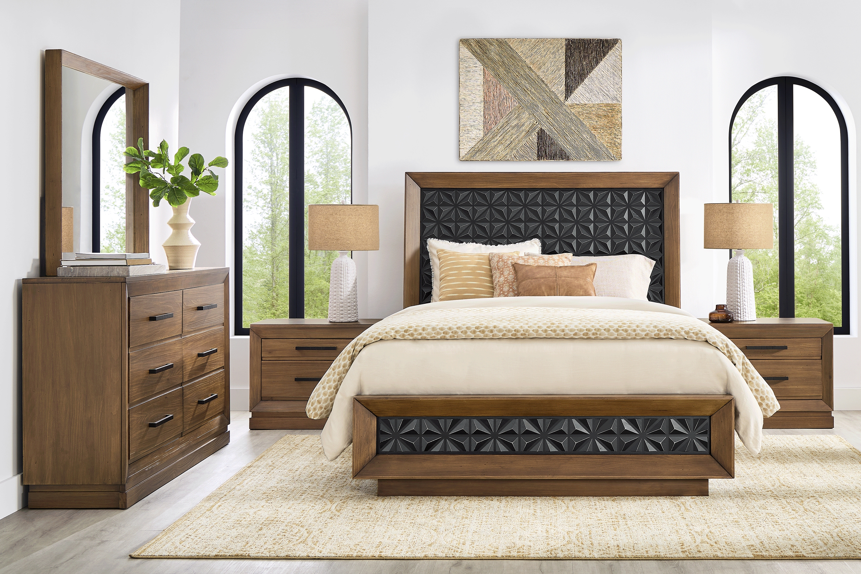 Midnight Jewel Honey 5 Pc King Panel Bedroom - Thumbnail - Image 1