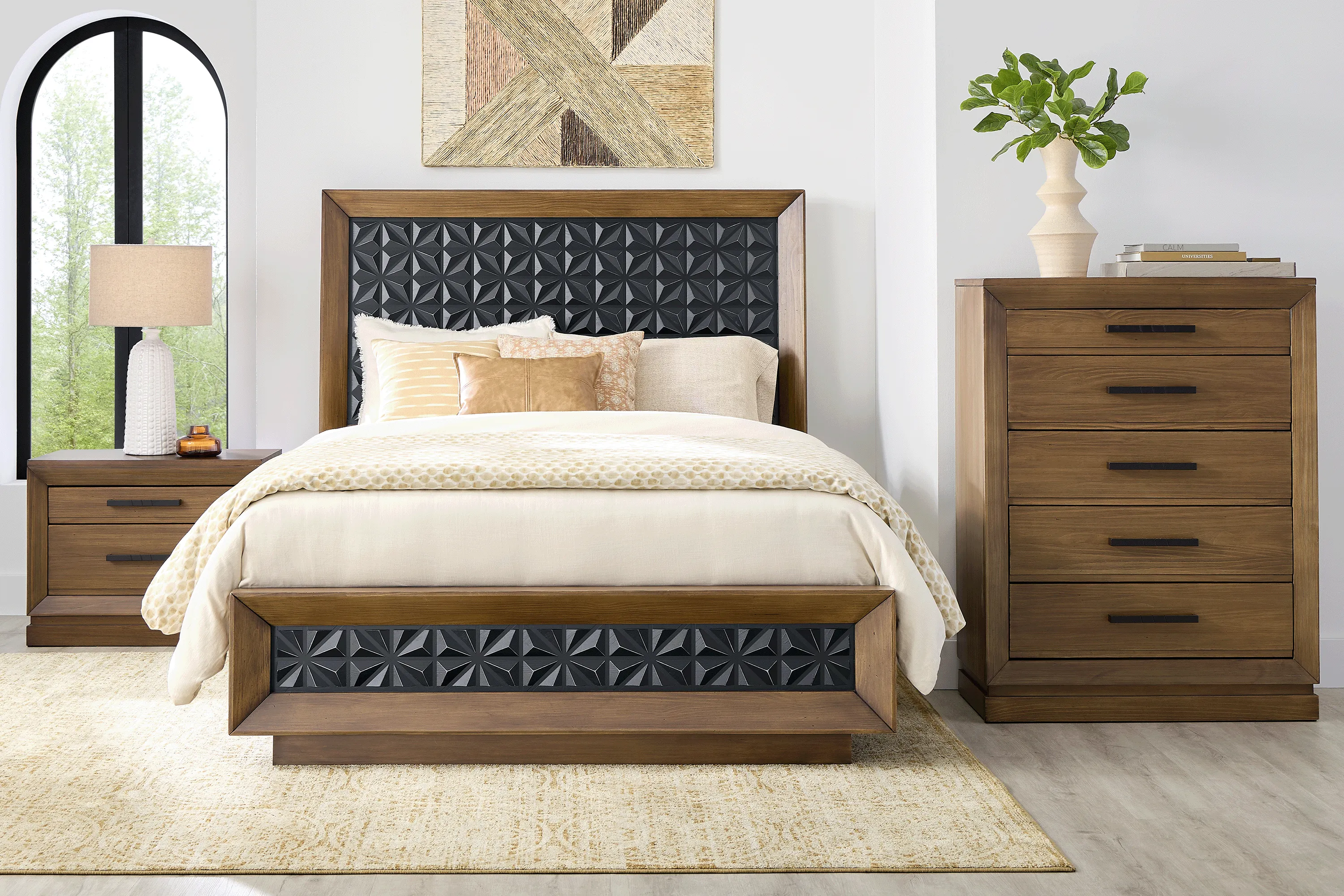 Midnight Jewel Honey 5 Pc Queen Panel Bedroom - Thumbnail - Image 1