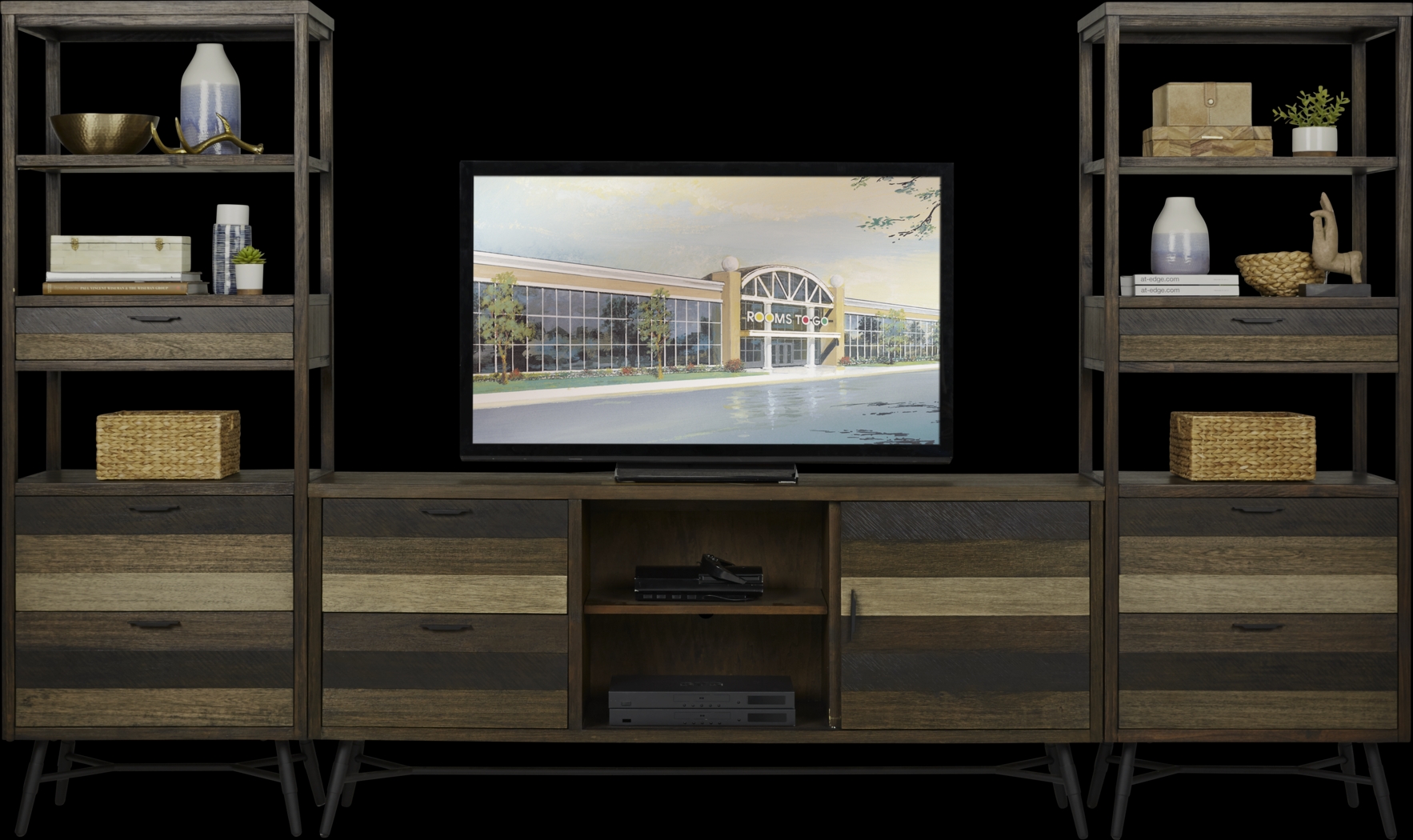 Midtown Loft Brown 3 Pc Wall Unit with 72 in. Console - Thumbnail - Image 1