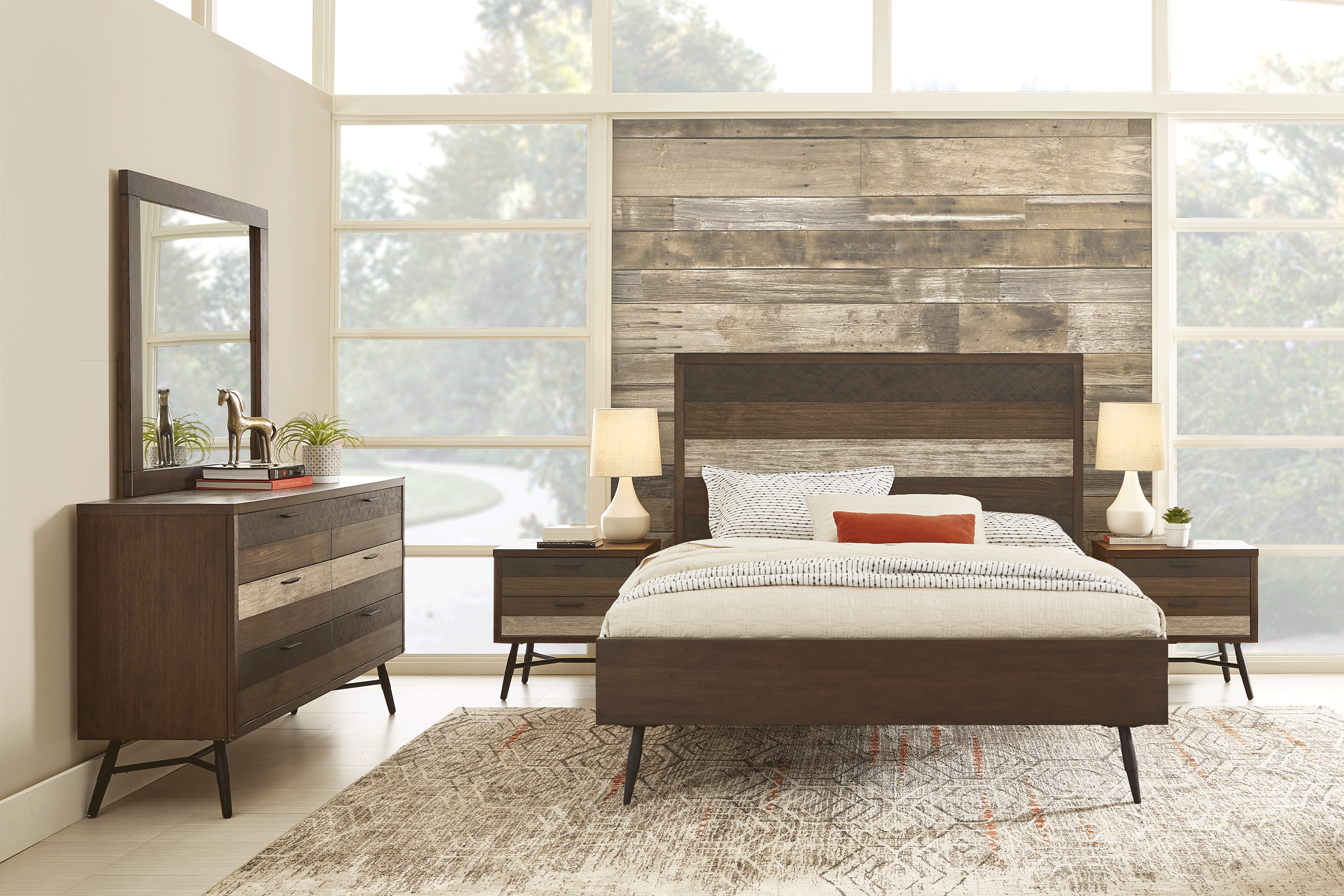 Midtown Loft Brown 7 Pc King Panel Bedroom - Thumbnail - Image 1