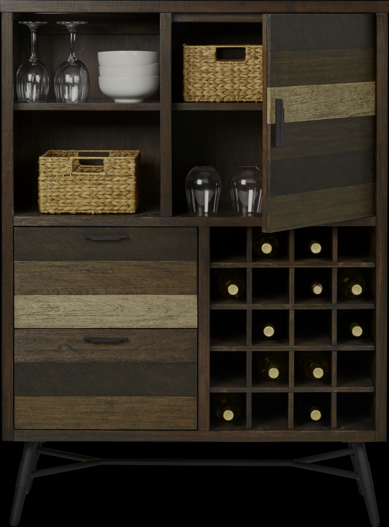Midtown Loft Brown Wine Cabinet - Thumbnail - Image 2