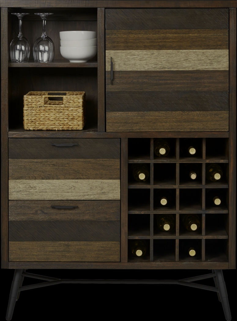 Midtown Loft Brown Wine Cabinet - Thumbnail - Image 3