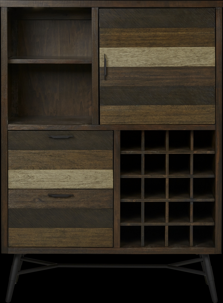 Midtown Loft Brown Wine Cabinet - Thumbnail - Image 1