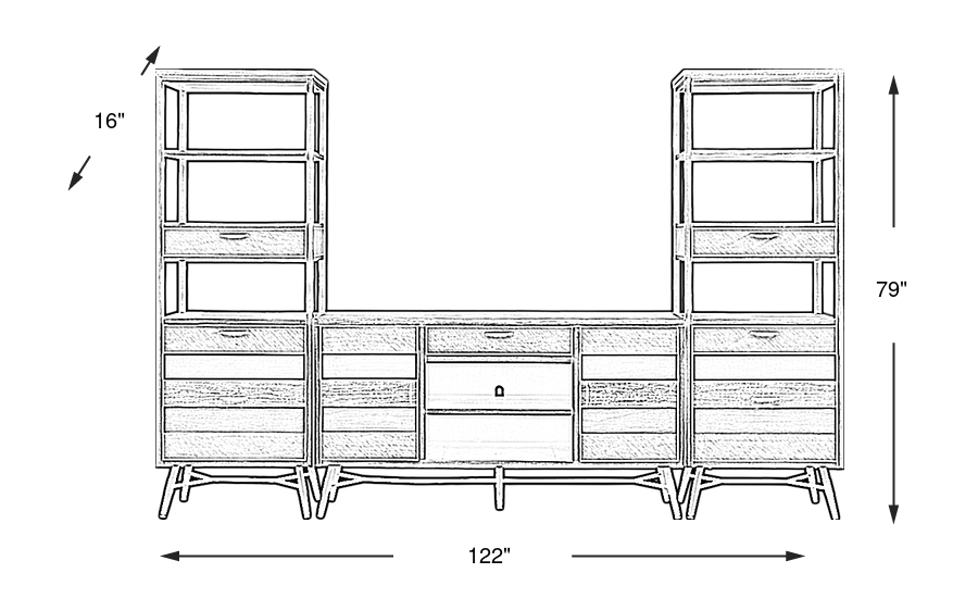 Dimension Image. Please refer to the Dimension Tab on this page for dimension details.