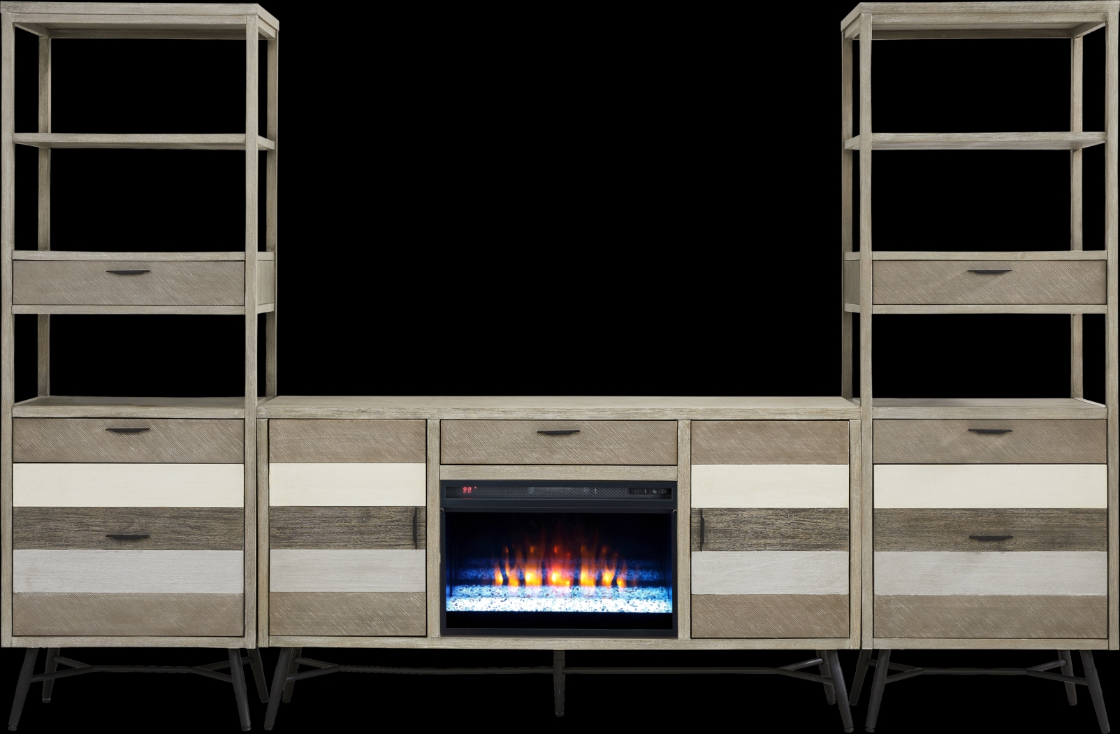 Midtown Loft Gray 4 Pc Wall Unit with 66 in. Console and Electric Fireplace - Thumbnail - Image 1