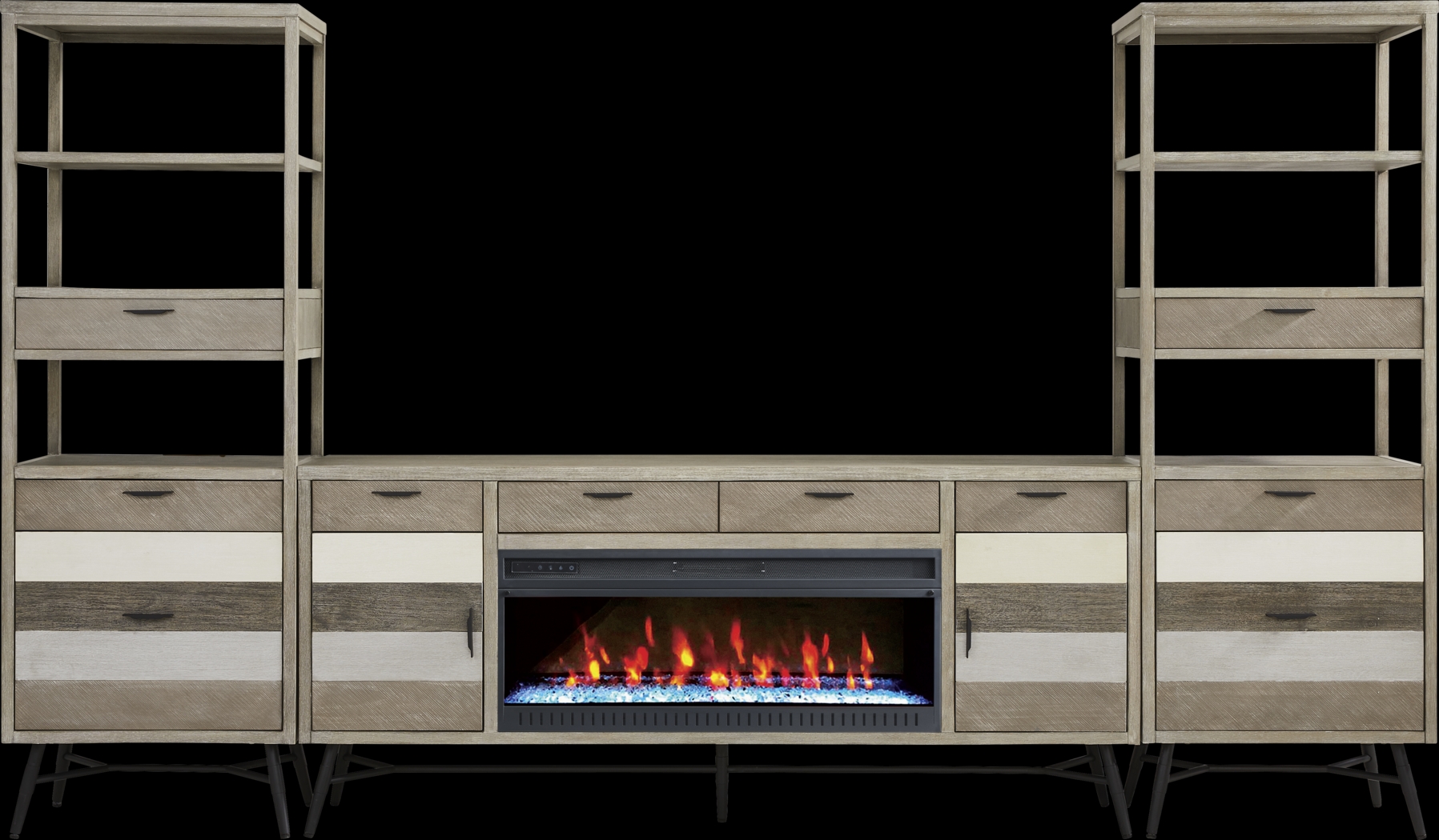 Midtown Loft Gray 4 Pc Wall Unit with 80 in. Console and Electric Fireplace - Thumbnail - Image 1