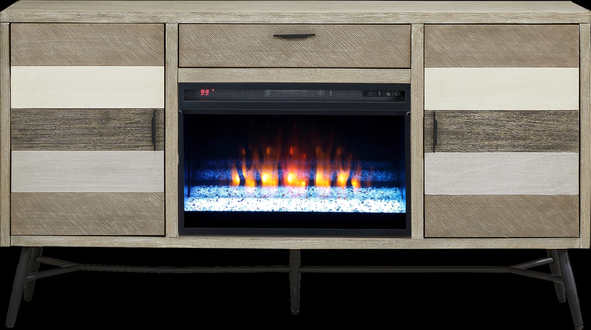 Midtown Loft Gray 66 in. Console with Electric Fireplace - Thumbnail - Image 1