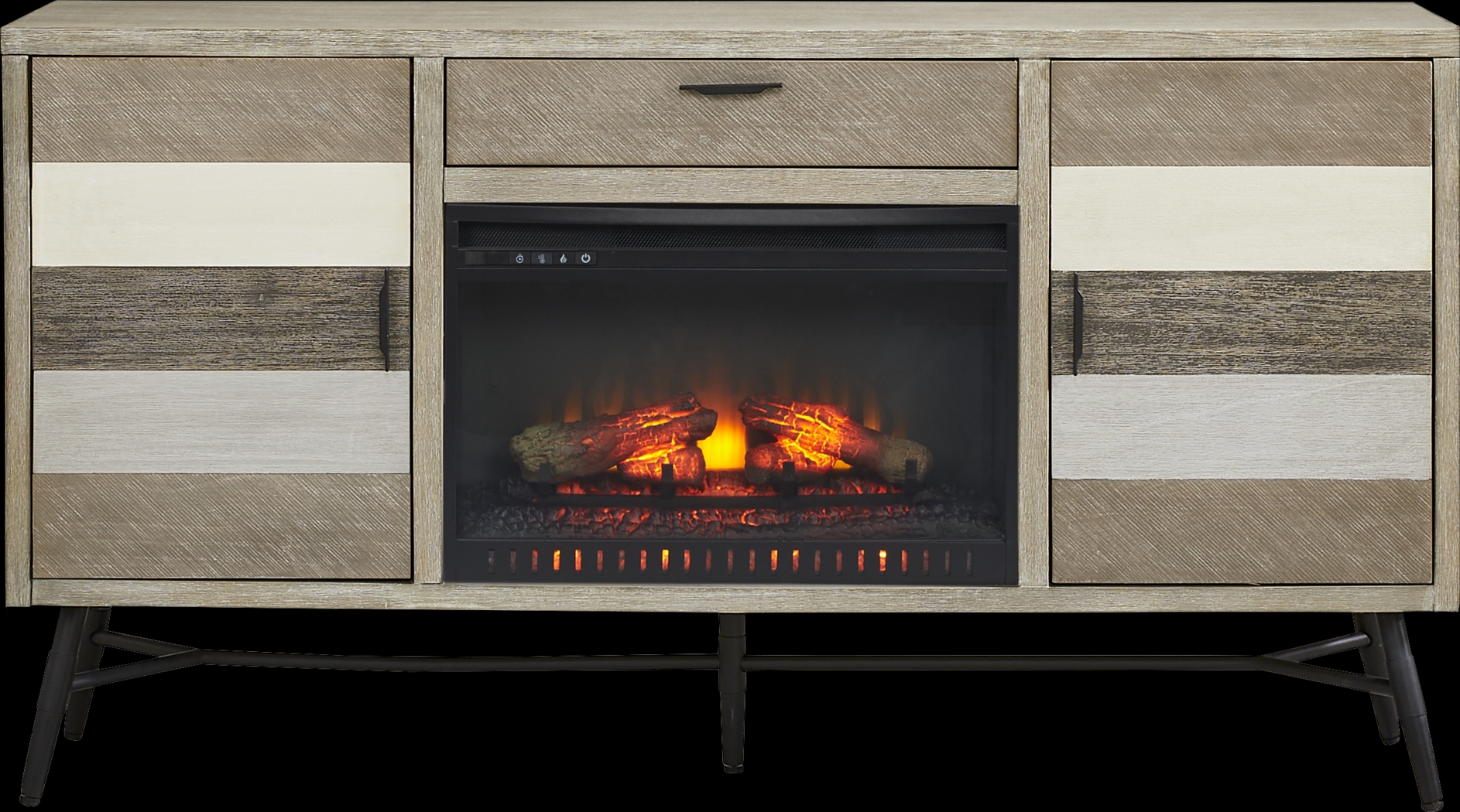 Midtown Loft Gray 66 in. Console with Electric Log Fireplace - Thumbnail - Image 1