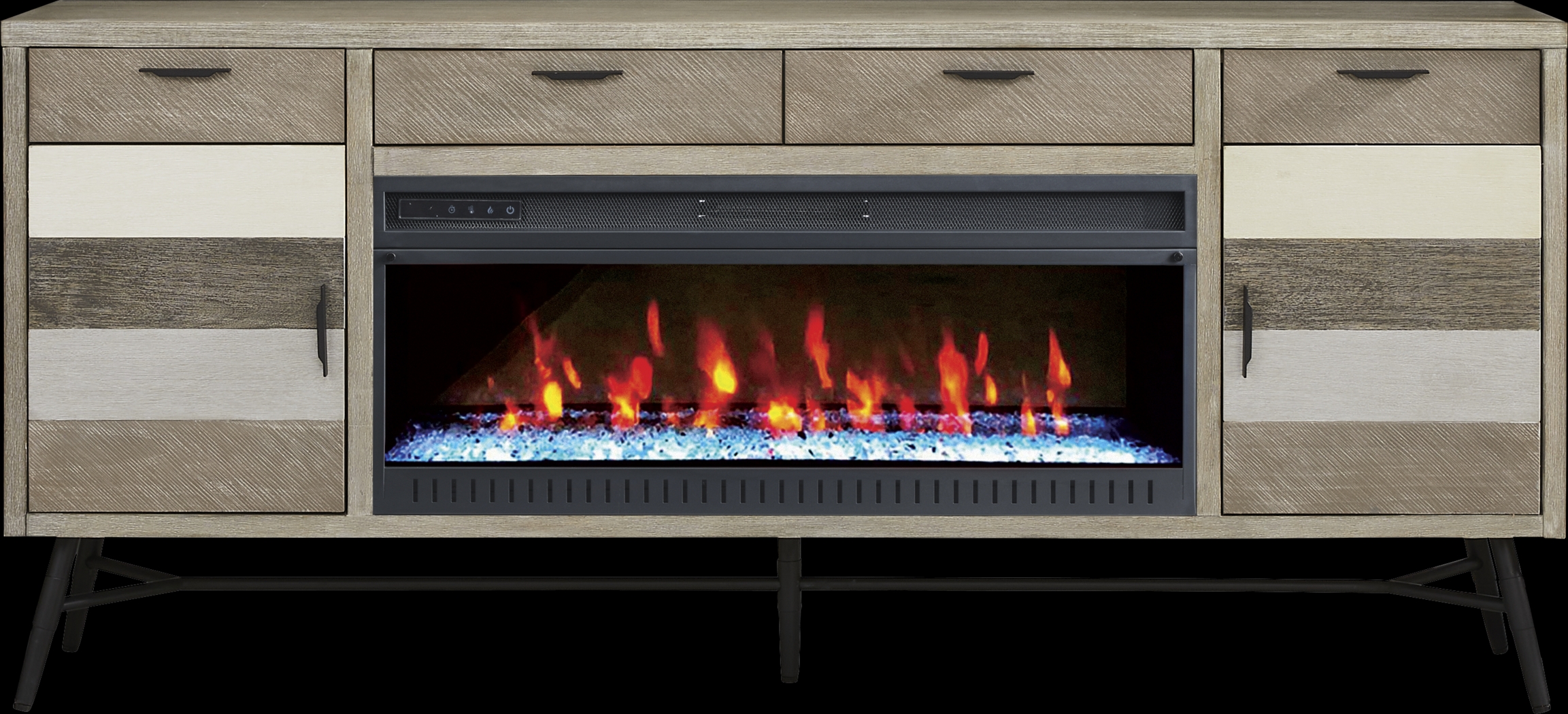 Midtown Loft Gray 80 in. Console with Electric Fireplace - Thumbnail - Image 1