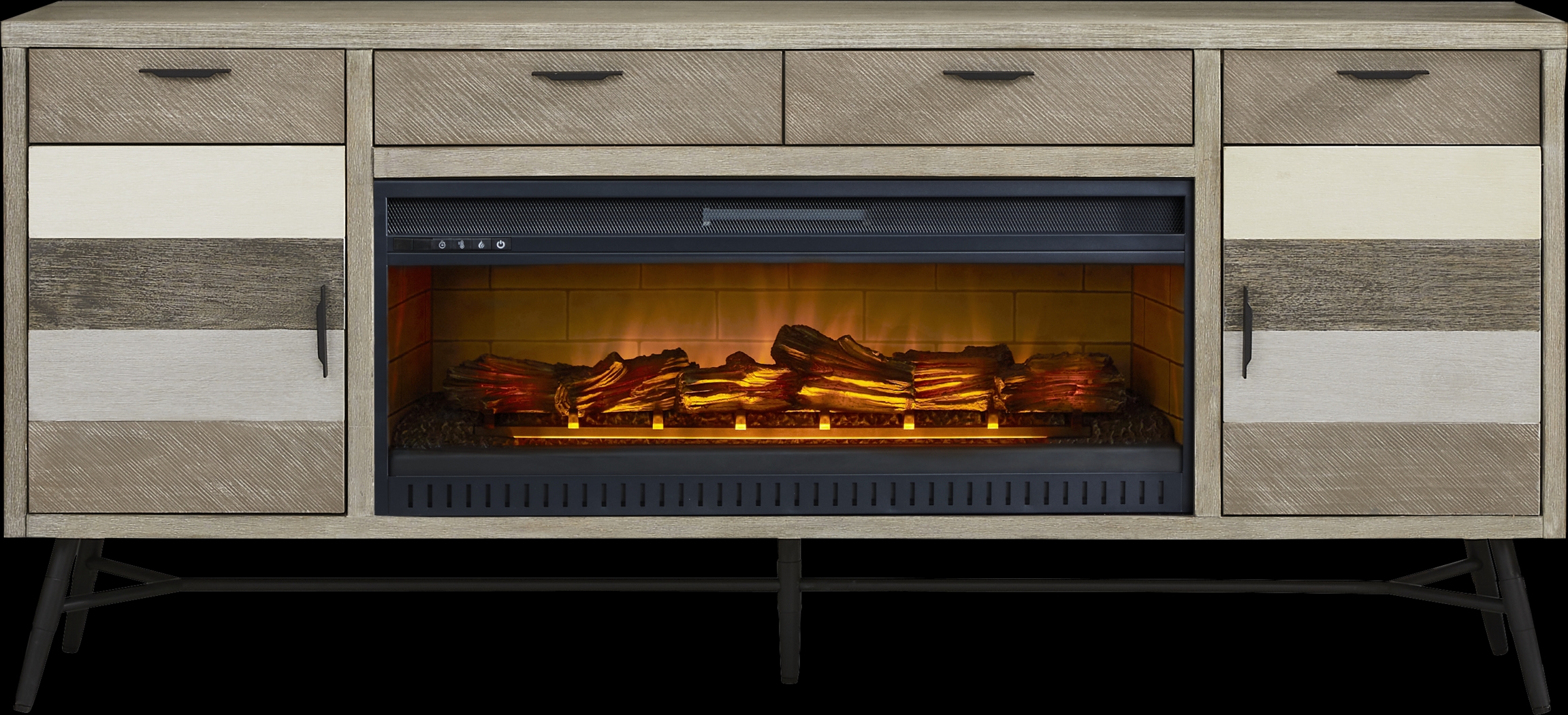 Midtown Loft Gray 80 in. Console with Electric Log Fireplace - Thumbnail - Image 1